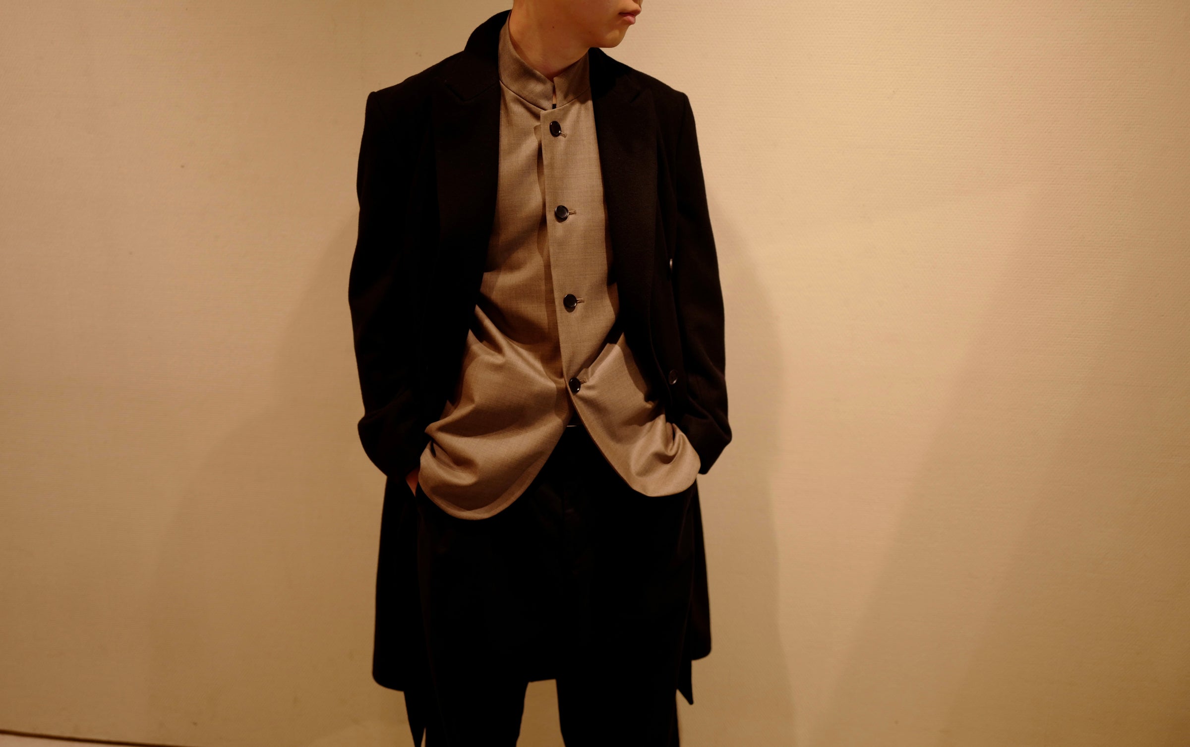 SHINYA Estella black agnus サイズ1 Estella black agnus wool melton with GUIDI calf collar | SHINYA
