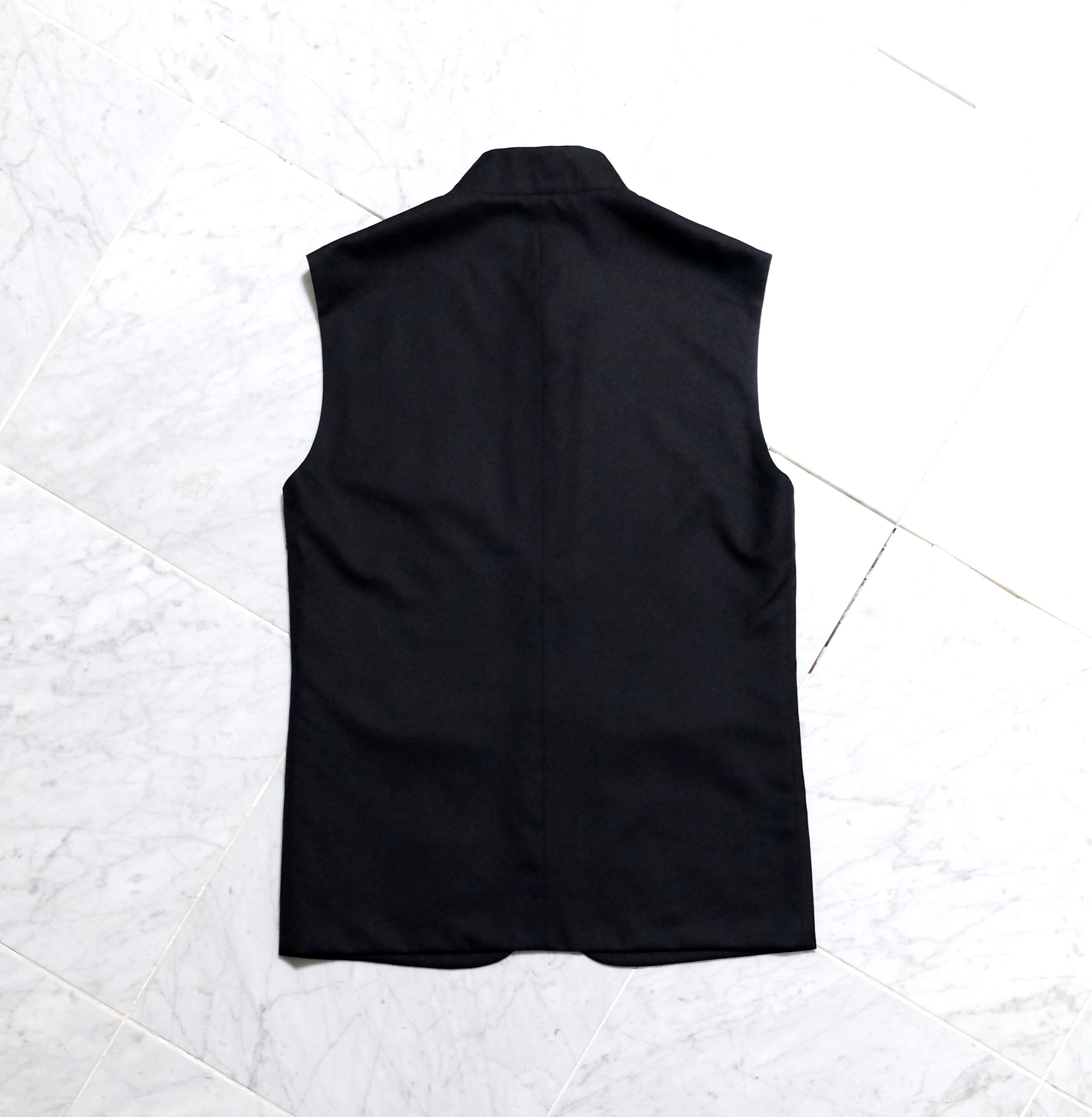 Lacus black wool silk serge | SHINYA