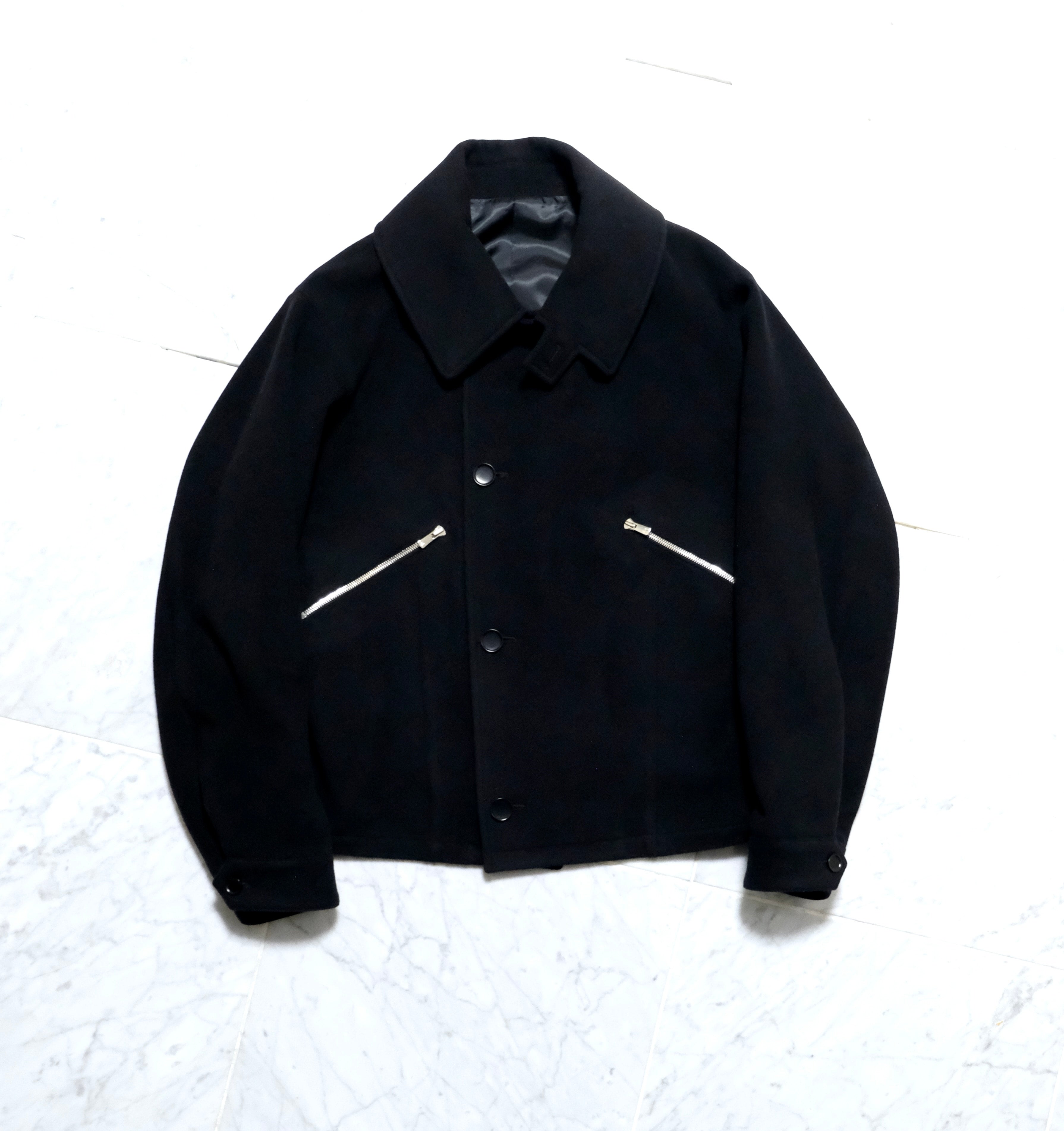 Zenovia black lambs wool melton | SHINYA