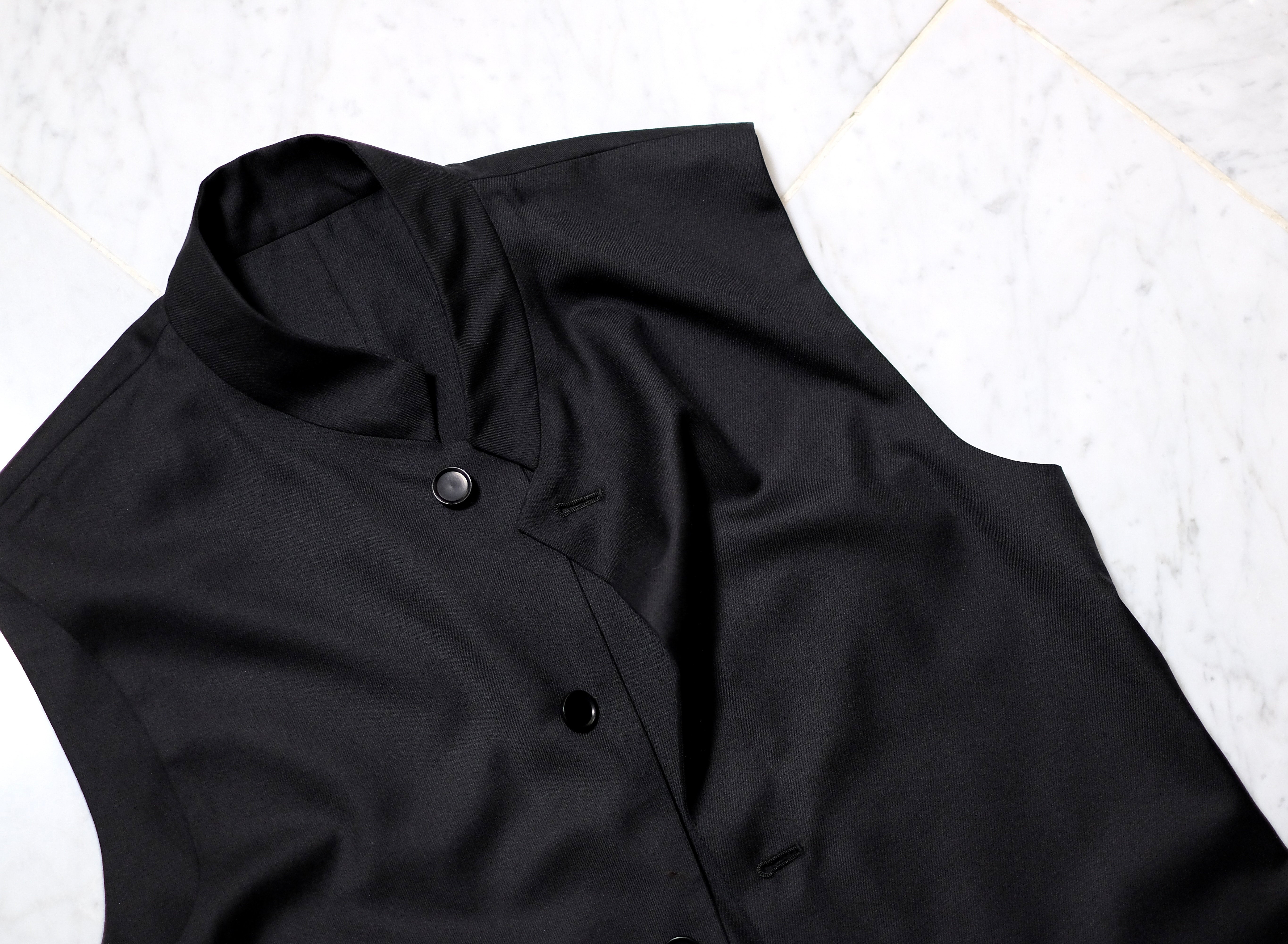 Lacus black wool silk serge | SHINYA