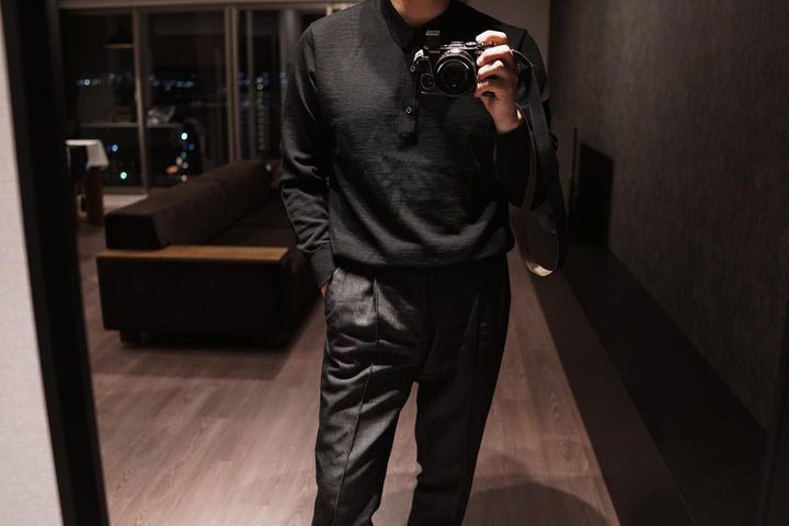 SHINYA オボポロ Leleux black nesrum wool